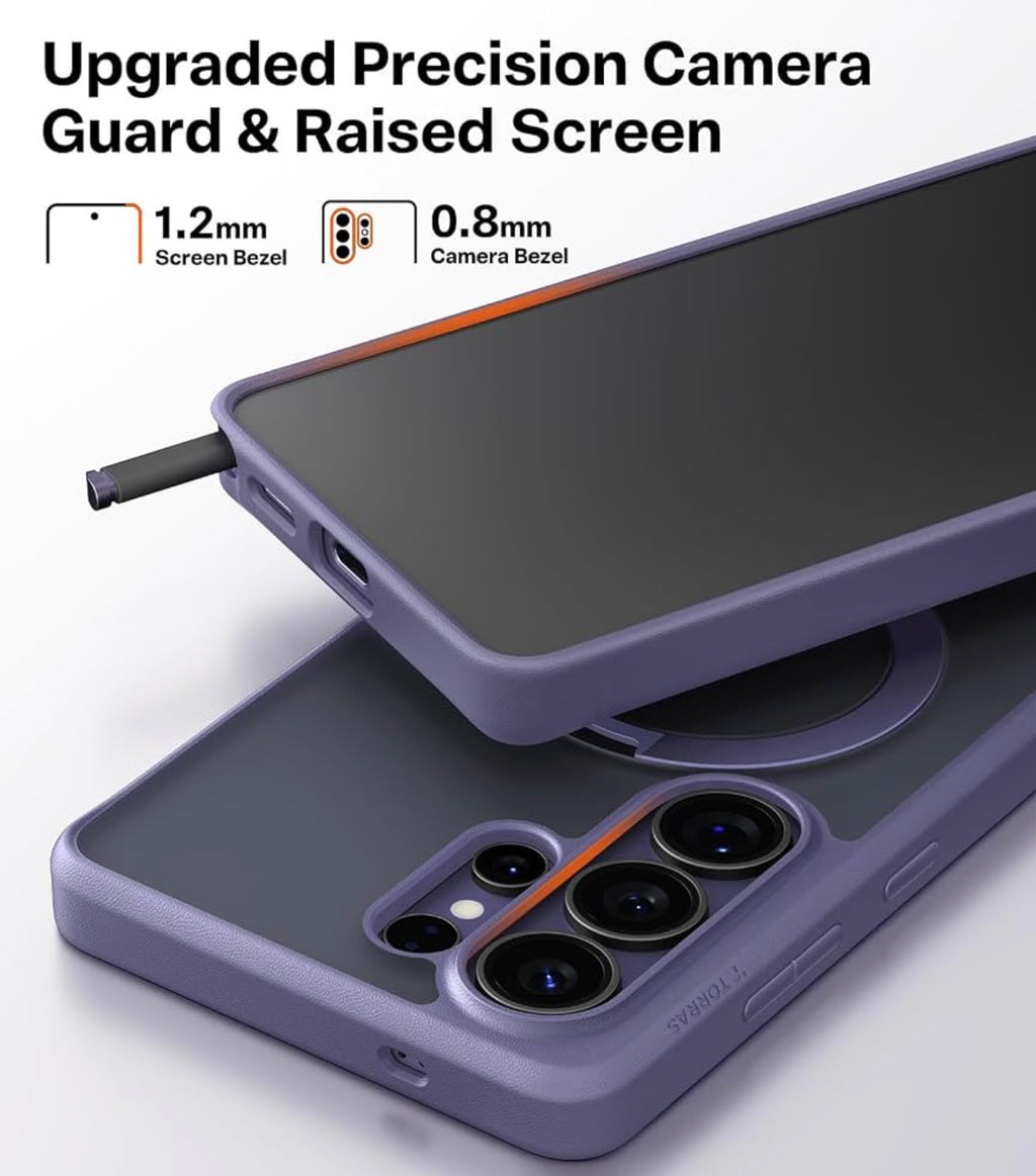 TORRAS Q3 Spin for Samsung Galaxy S26 Ultra Case, 360 Magnetic Stand, Compatible with Magsafe, Slim S26 Ultra Case with Kickstand, Aesthetic for Women, Translucent Frosted Purple