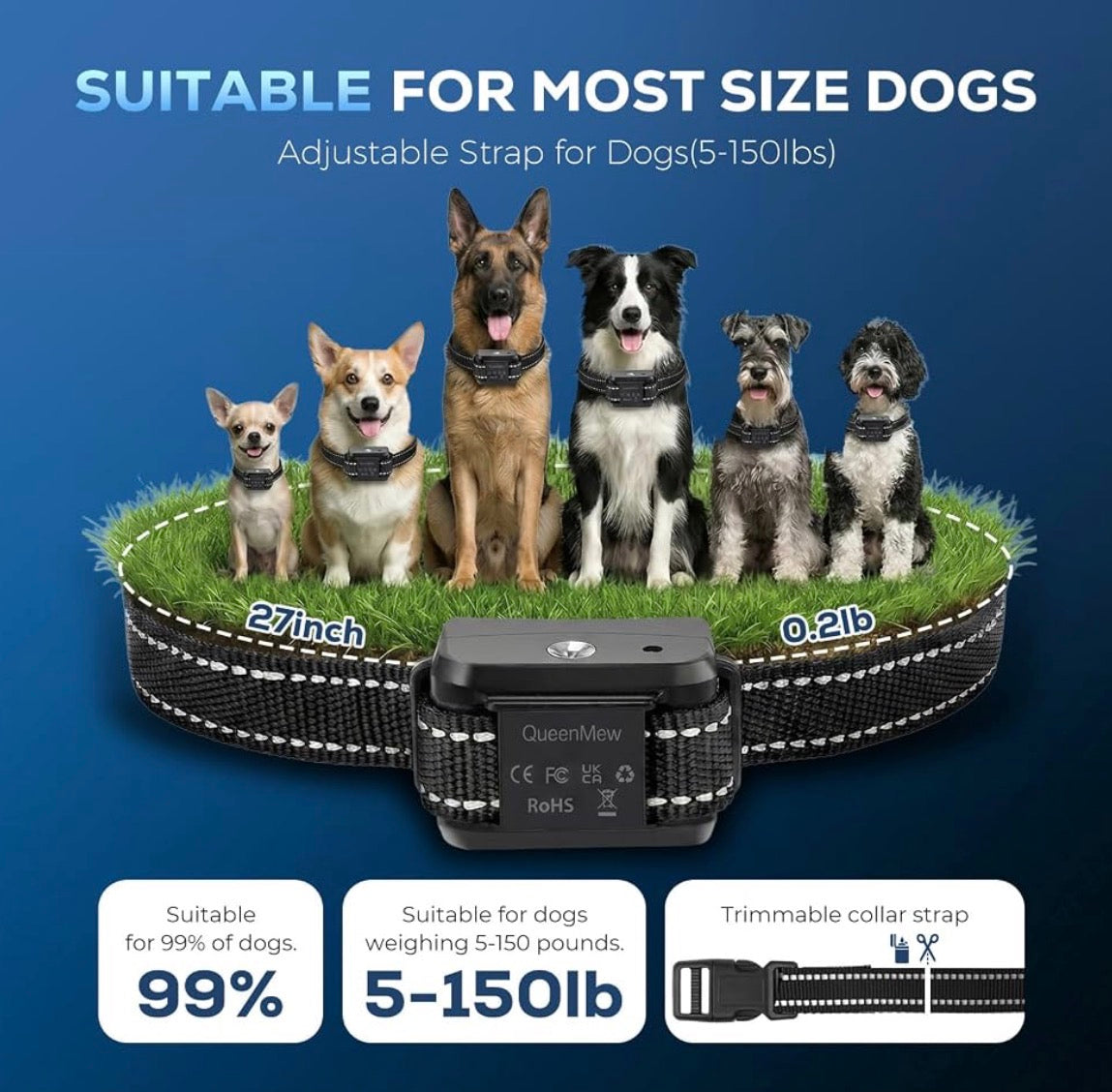 Citronella Dog Bark Collar, Dog Bark Collar for Large Medium Small Dogs, Bark Collar with Adjustable Spray & Sensitivity, Rechargeable Anti-Bark Collar for Dogs with Safe, 2 Collar Straps (Black & Red)