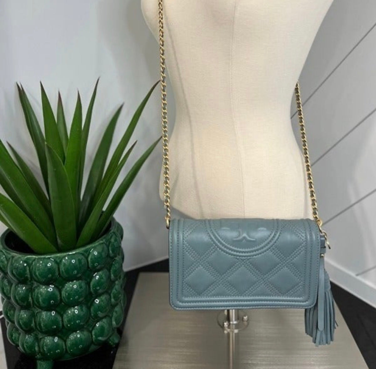 Tory Burch - Fleming Soft Wallet Crossbody - Arctic (Medium Blue Green)