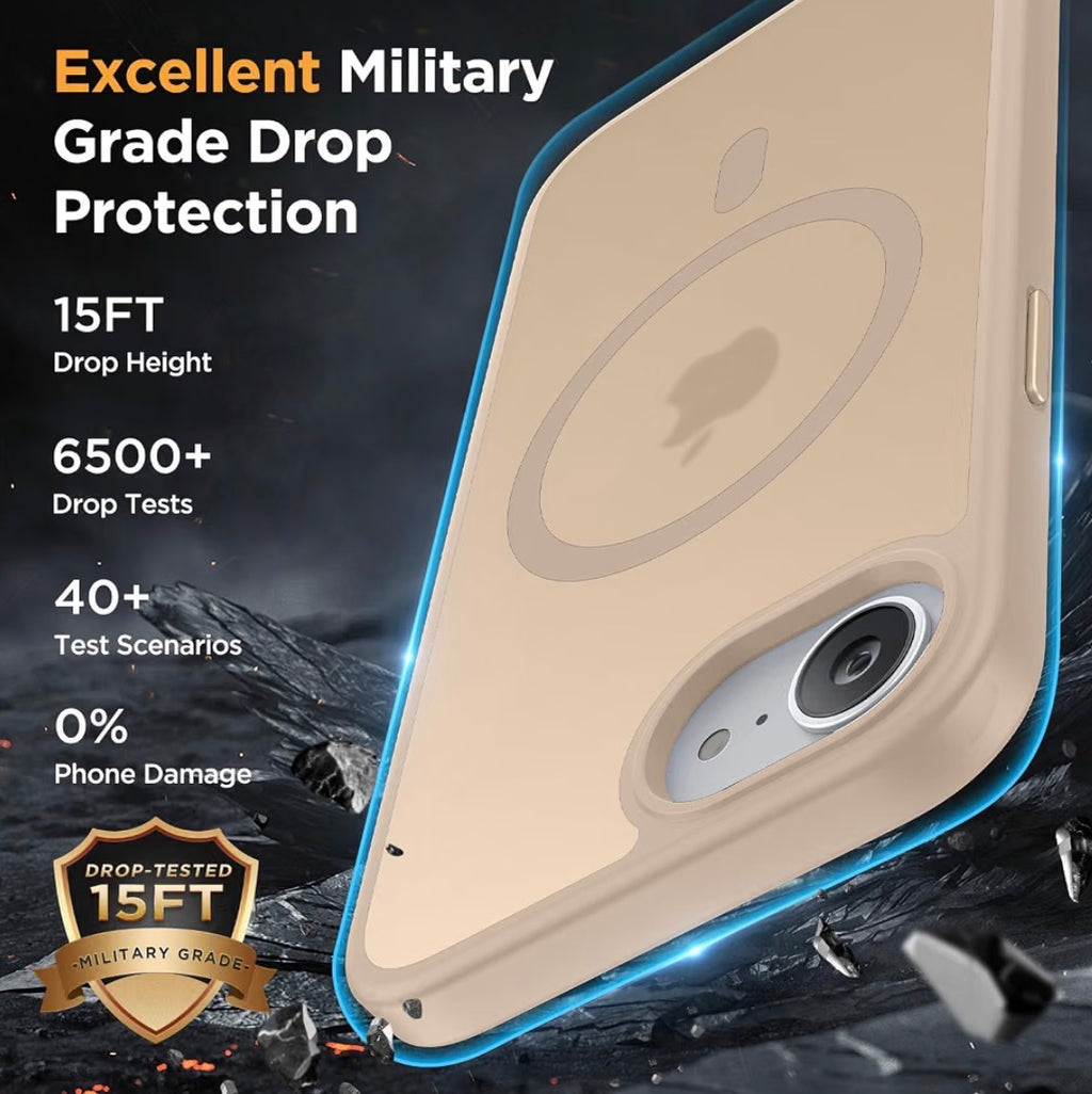 Miracase for iPhone 16e case & iPhone 17e Case for MagSafe [with 2×9H+ Screen Protectors] TOP Military-Grade Protection Shockproof with Velvet Touch for iPhone 16e/17e Phone Case 6.1", Matte Beige
