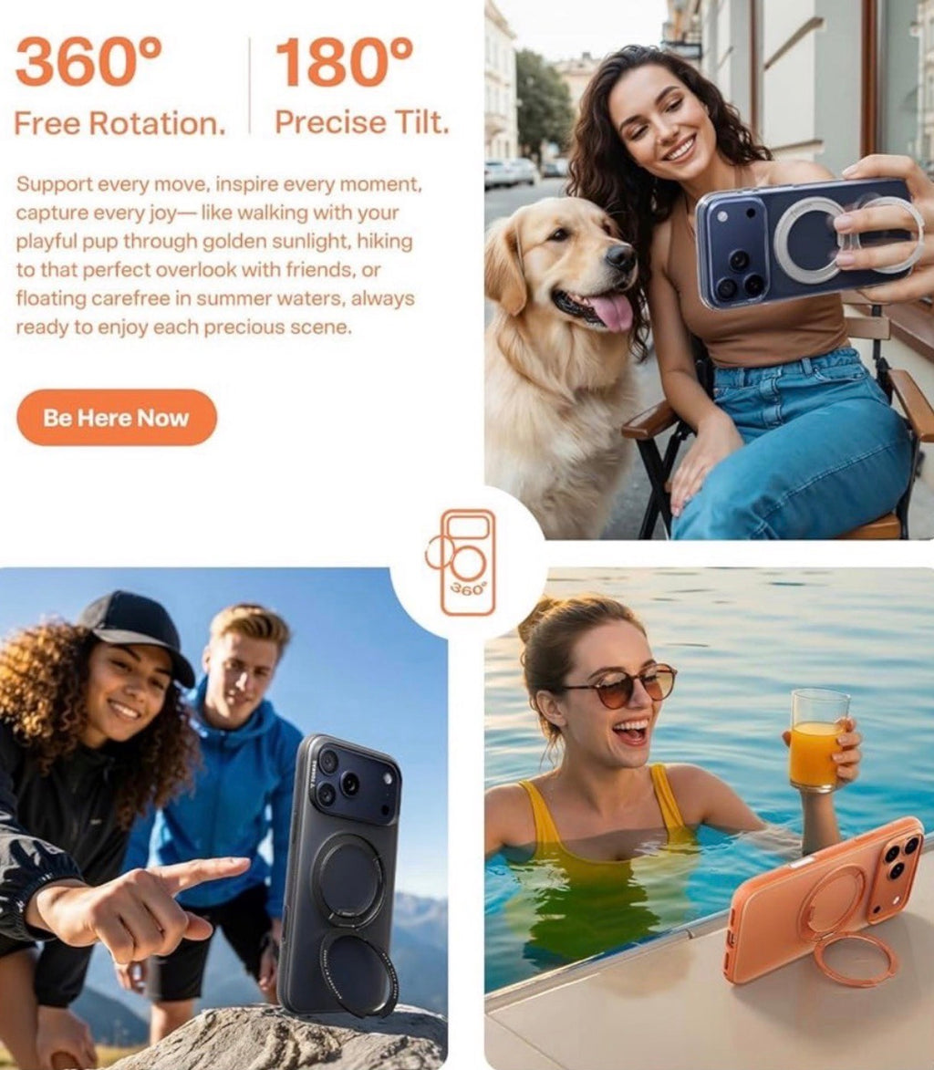 TORRAS for iPhone 17 Pro Case 360 Magnetic Stand, Translucent Cosmic Orange
[Fit for MagSafe] [360° Rotating Kickstand] 4X Mil-Grade Shockproof, Camera Button, Slim, O3 Fitness Series, 6.3"