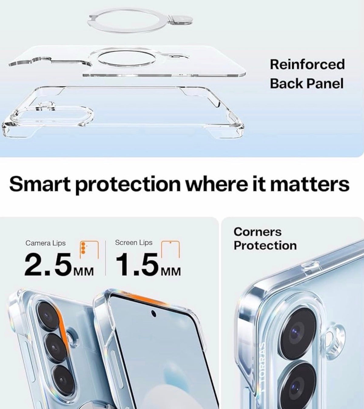 TORRAS - Slim for Samsung Galaxy S26+ Plus Case Clear with Magnetic Stand
Non-Yellowing, Fit for MagSafe, Frameless Design, Adjustable Kickstand Protective Case for Galaxy S26 Plus Case, clear