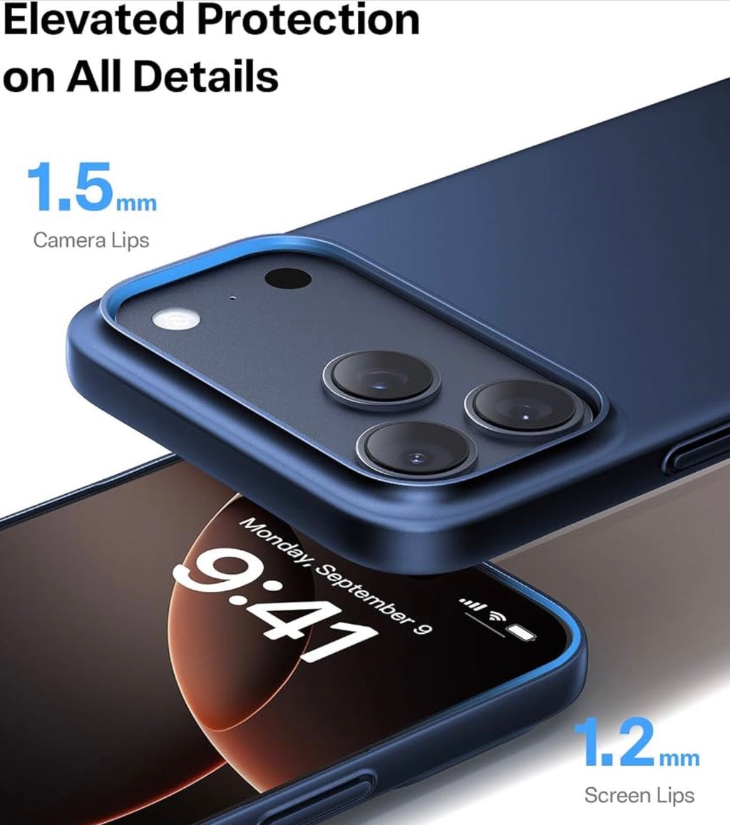 TORRAS Slim Fit for iPhone 17 Pro Case Thin 6.3" Velvety Matte Blue, Hard Bayer PC Material for iPhone 17 Pro Phone Case, OriginFit, Anti-scratch,Ultra Slim Lightweight Hard Cover