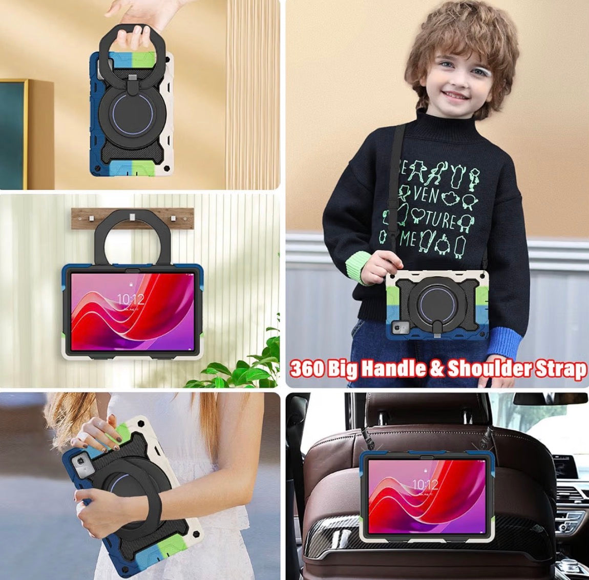Case for Lenovo Tab M11 / K11 (TB-330FU/TB-330XU) 11 inch Drop-Proof, Protection Cover with 360° Rotate Stand & Handle & Screen Protector & Shoulder Strap & Kids Friendly