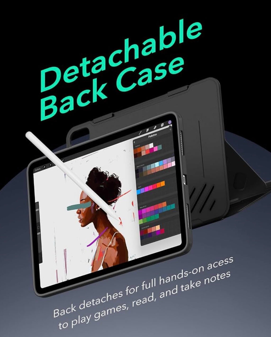 ESR for iPad Air 11 Inch Case, iPad Air 5th/4th Gen Case 10.9 Inch, Black
Removable Magnetic Cover with Pencil Charging & Storage, Adjustable Portrait/Landscape Stand, 9 Standing Angles, Shift Series