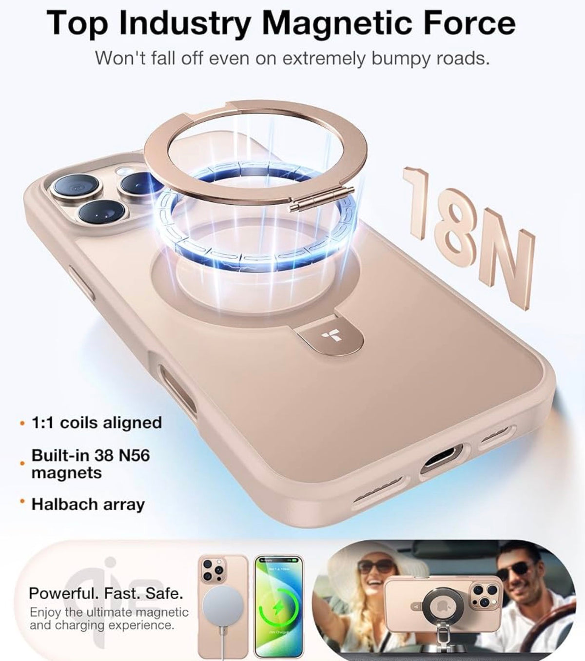 TORRAS Ostand for iPhone 16 Pro Case Magnetic Stand, Desert Titanium 6.3"
[Fit for MagSafe] [Flexible Stable Stand] 4X Military-Grade Shockproof, Slim Protective Phone Cover, Translucent Rose Gold