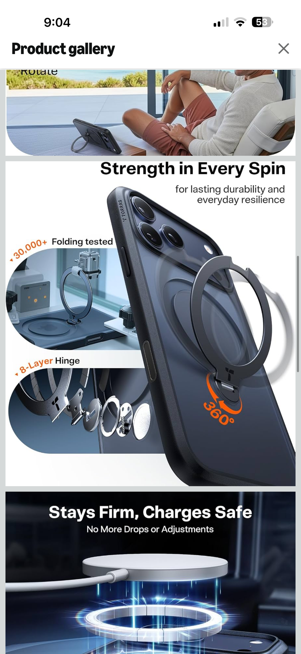 TORRAS Q3 Spin for iPhone 17 Pro Case, 360 Magnetic Stand, Black, Compatible with MagSafe, Built-in Kickstand, Camera Control, 4X Military-Grade Shockproof Translucent Phone Case for 17 Pro