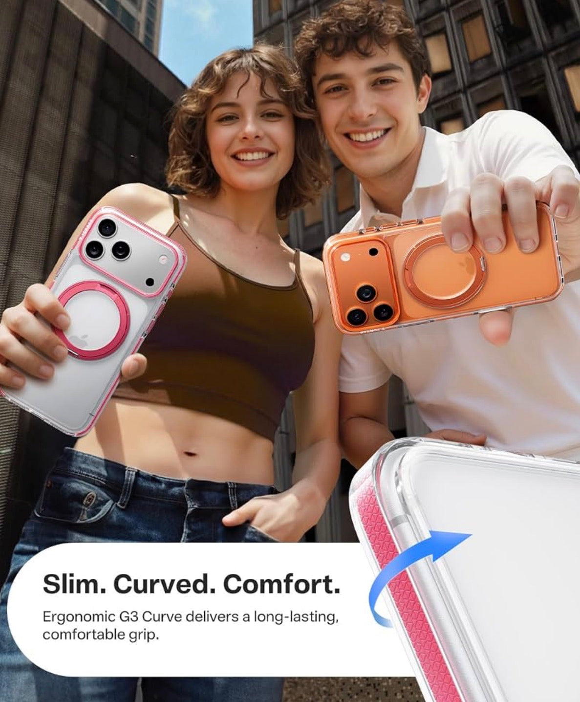 TORRAS for iPhone 17 Pro Case, 360 Magnetic Stand, Crystal Clear Pink 6.3"
[Fit for MagSafe] [360° Rotating Kickstand]4X Mil-Grade Shockproof, Camera Button, Slim Transparent Cover, O3 Fitness Series