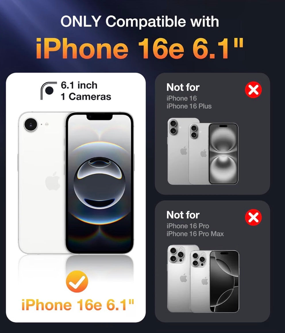 Magnetic Case for iPhone 16e 6.1'' (Clear) - Full Body Rugged Case with Built-in Screen Protector and Wireless Charging Support