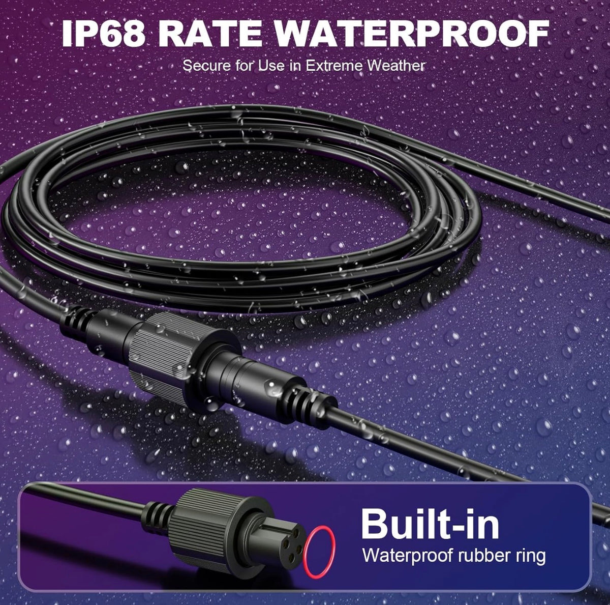 5FT Extension Cable for Go-vee Outdoor Flood Lights 2 H7058 H7057, 2 Pack Outdoor Flood Lights Extension Cord, 4 Pin Waterproof Connector，Extend Your for Go-vee Outdoor Flood Lights H7058 H7057