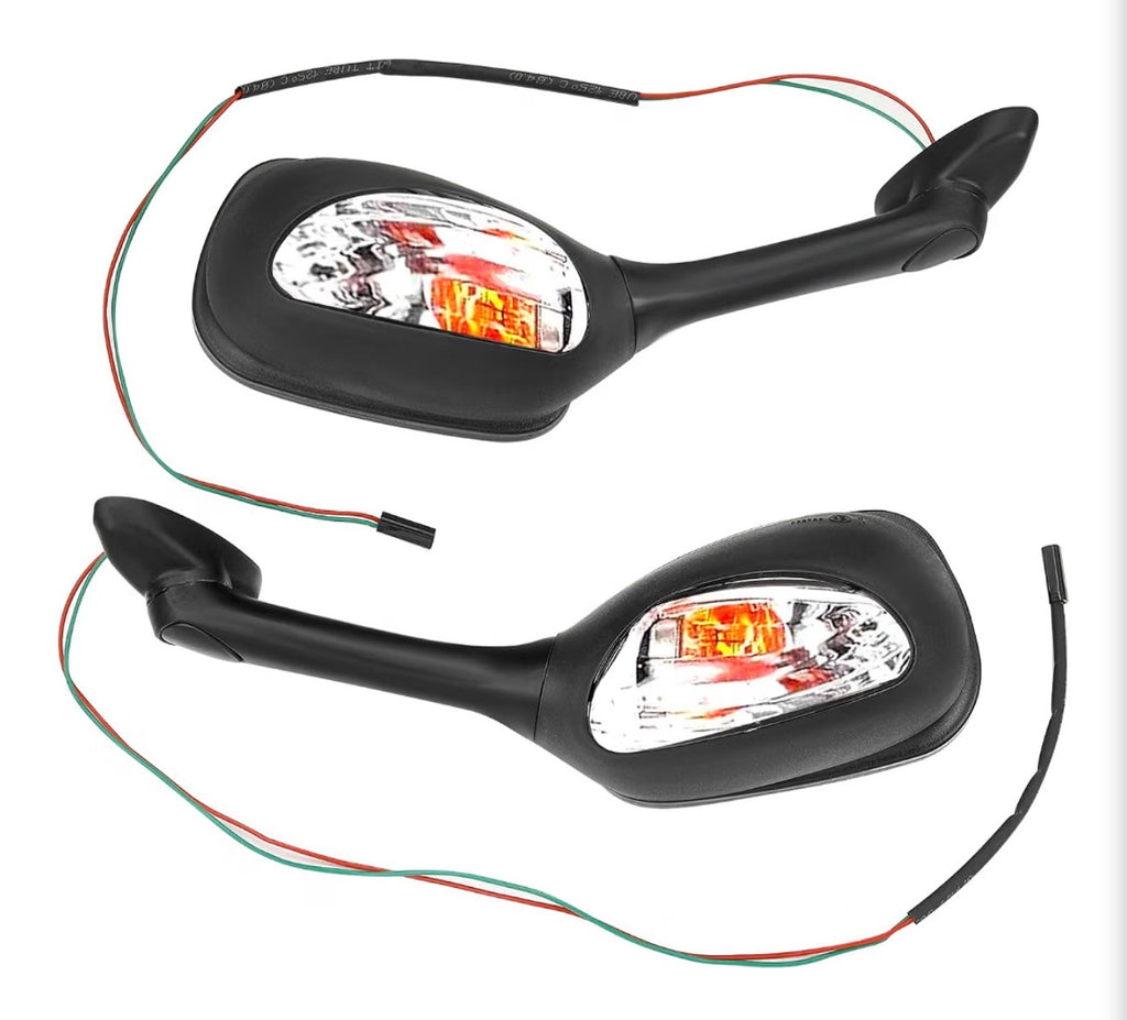 Motorcycle Mirrors Smoke Turn Signals for Suzuki GSXR600 GSXR750 GSXR 600 750 06-18 / GSXR1000 GSXR 1000 02-17 / SV650 SV650S 03-08 / SV1000 SV1000S 03-07 Rear View Side Integrated Light Black