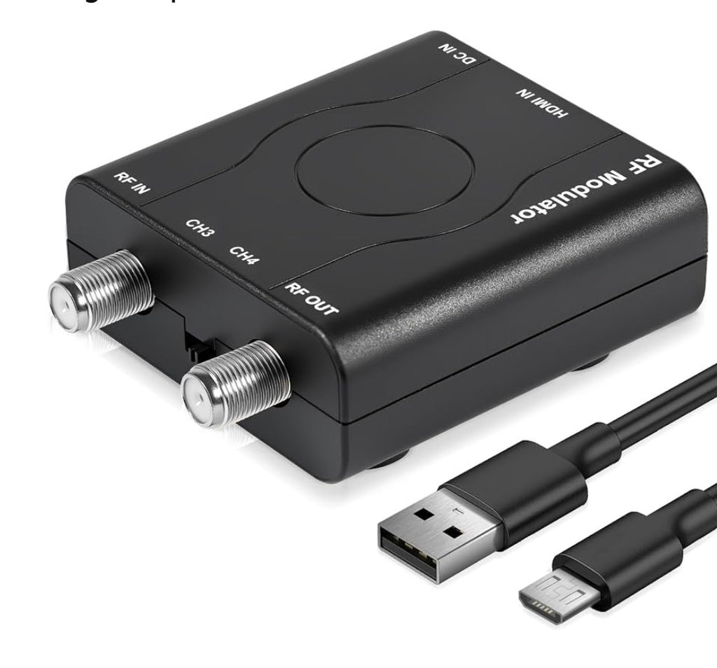 HDMI to RF Modulator, HDM61 VHF HDMI to RF Converter Adapter for TV NTSC Format Output, 1080P PLL Control for Home TV Game Console