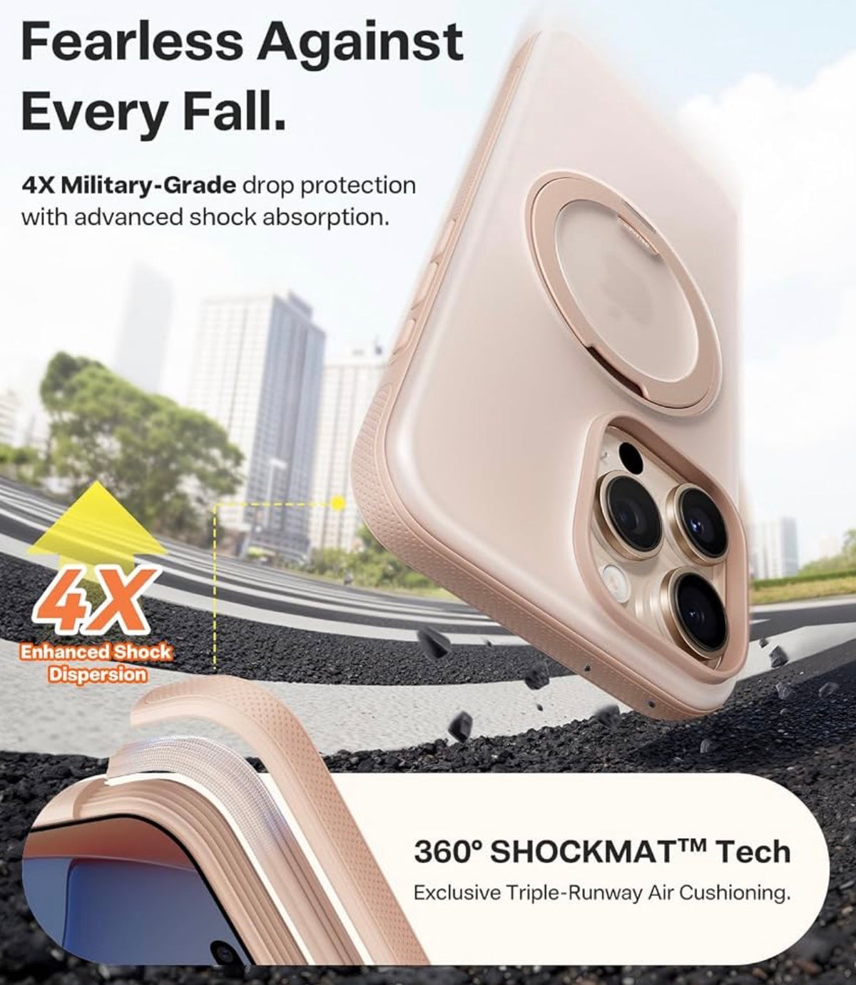 TORRAS for iPhone 16 Pro Case, 360 Magnetic Stand, O3 Fitness Series [Fit for MagSafe] [360° Rotating Kickstand] 4X Mil-Grade Shockproof, Camera Button, Slim, Translucent Desert Titanium 6.3"