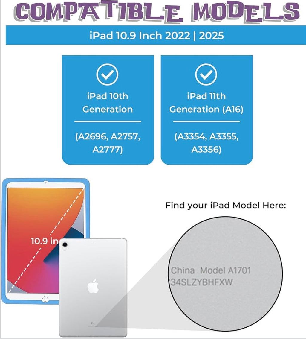 Disney Lilo and Stitch Kids iPad Case - 10.9 Inch Case for iPad 10th Generation (2022) & A16 11th Generation 11 inch (2025) - Tablet Cover with Stand, Shockproof Silicone Protector