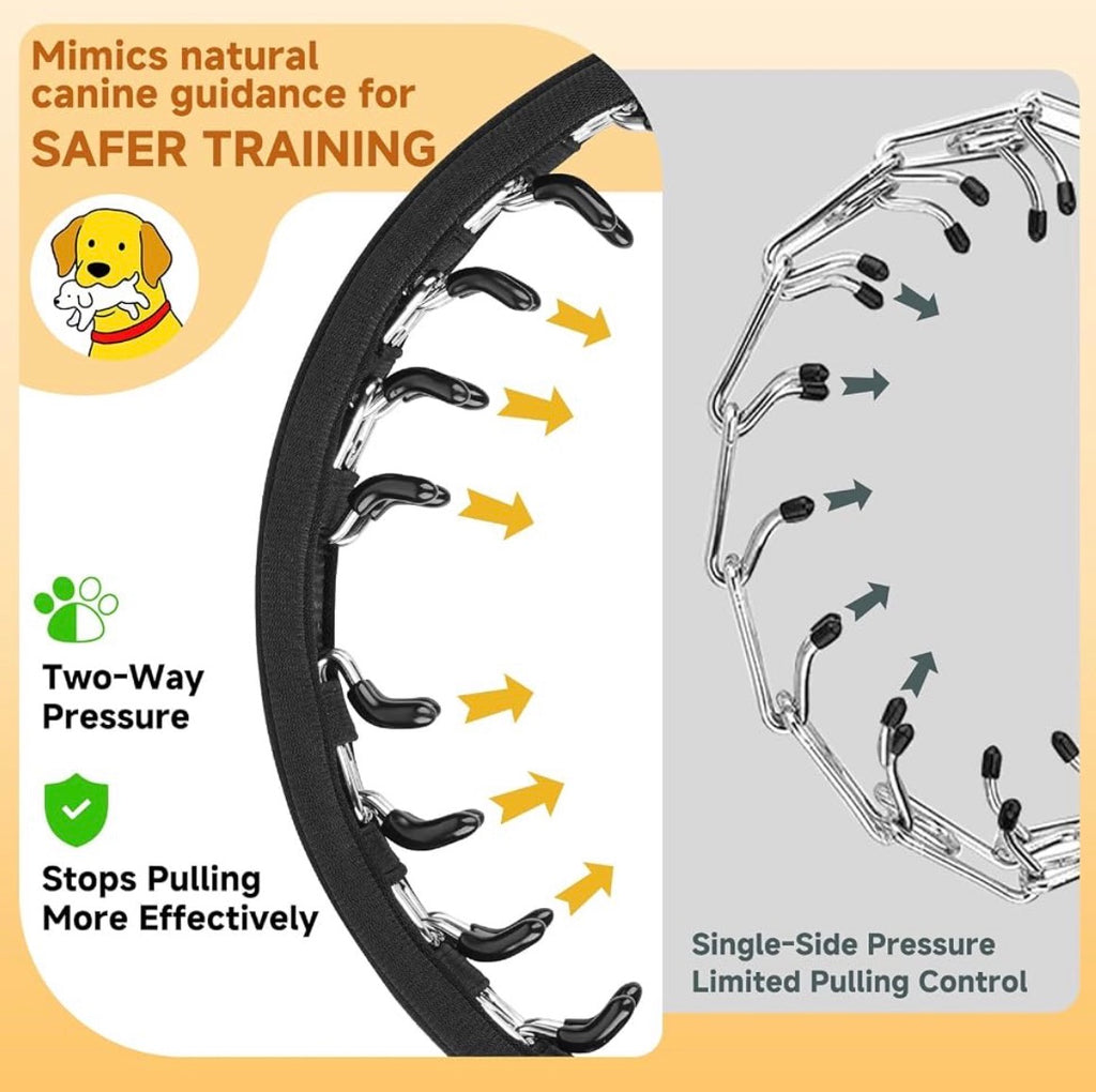 Prong Collar for Dogs, Pinch Collar with Metal Buckle | Black, XL, No Pull Collar for Large Breed Dogs German Shepherd, Boxer, Rottweiler, For Walking & Training, Reflective, 360° Swivel Ring