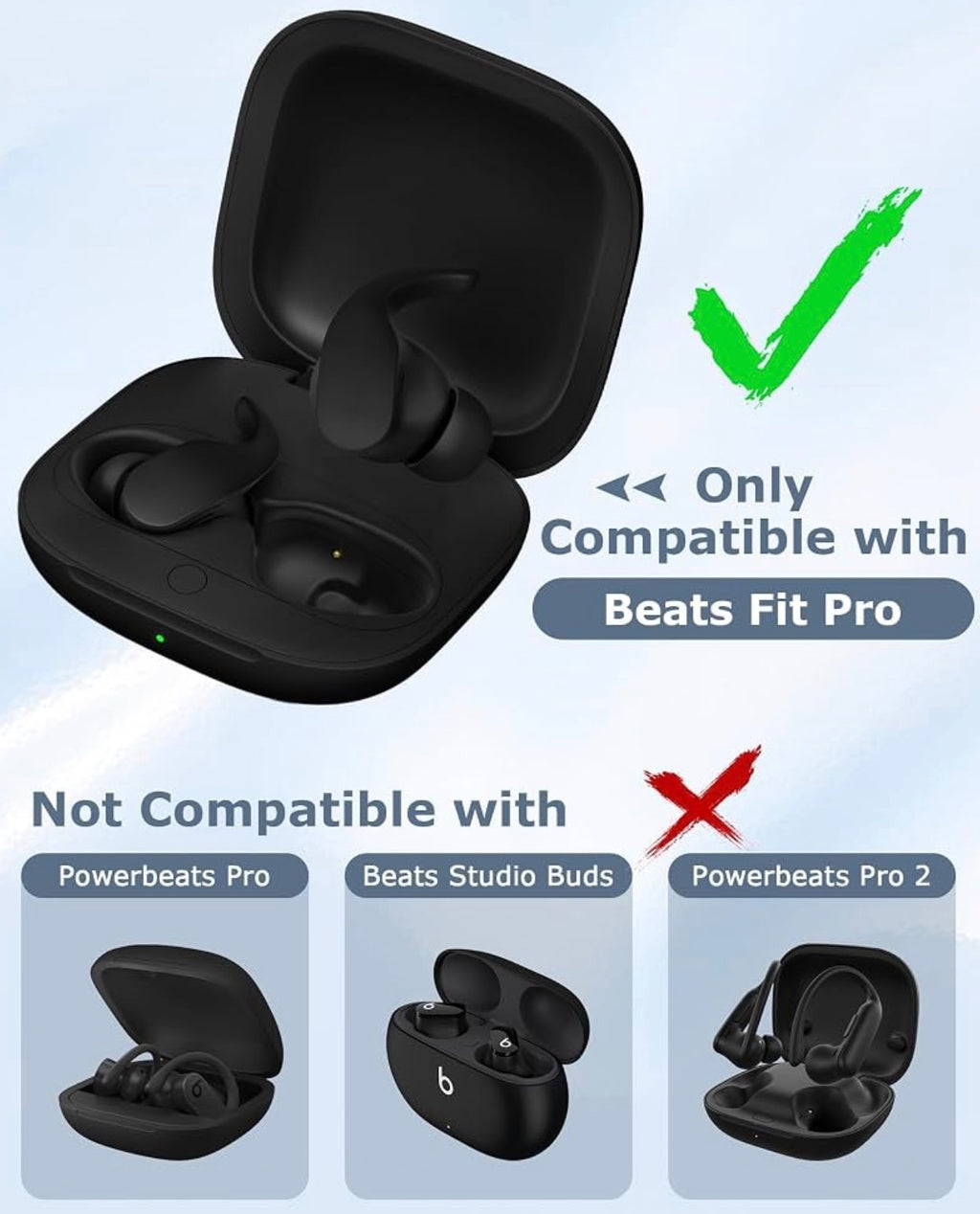 Charging Case Replacement for Beats Fit Pro: 700mAh Wireless Charging Case with Bluetooth Pairing & USB-C Cable