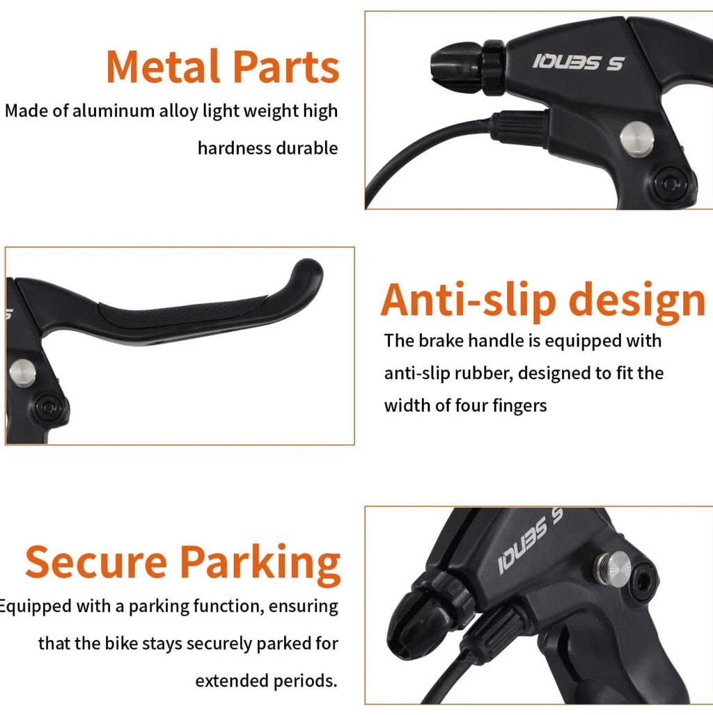 E-Bike Brake Lever with Locking Button for Electric Bicycle E-Bike E-Scooter Electronic Tricycle Safety Control with Ergonomic Design Waterproof Wire 2-pin (1 Pair)
