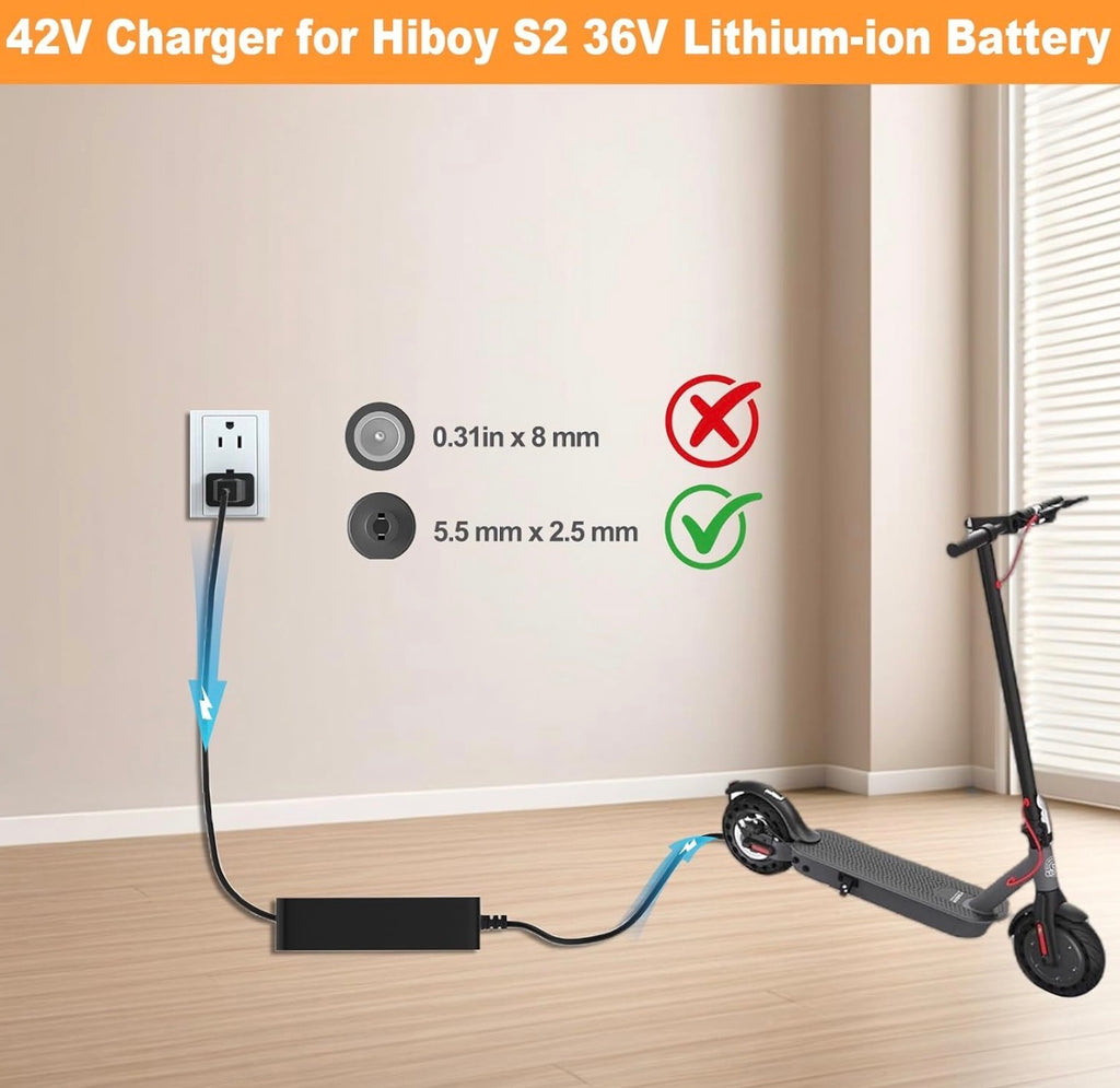 42V Charger for Hiboy S2 36V Lithium-ion Battery Compatible with Hiboy S2 Pro, S2 Lite, S2, KS4, KS4 Pro, NEX, NEX3, NEX5, Max, Max3, Max V2 Power Adapter Cord for Scooter