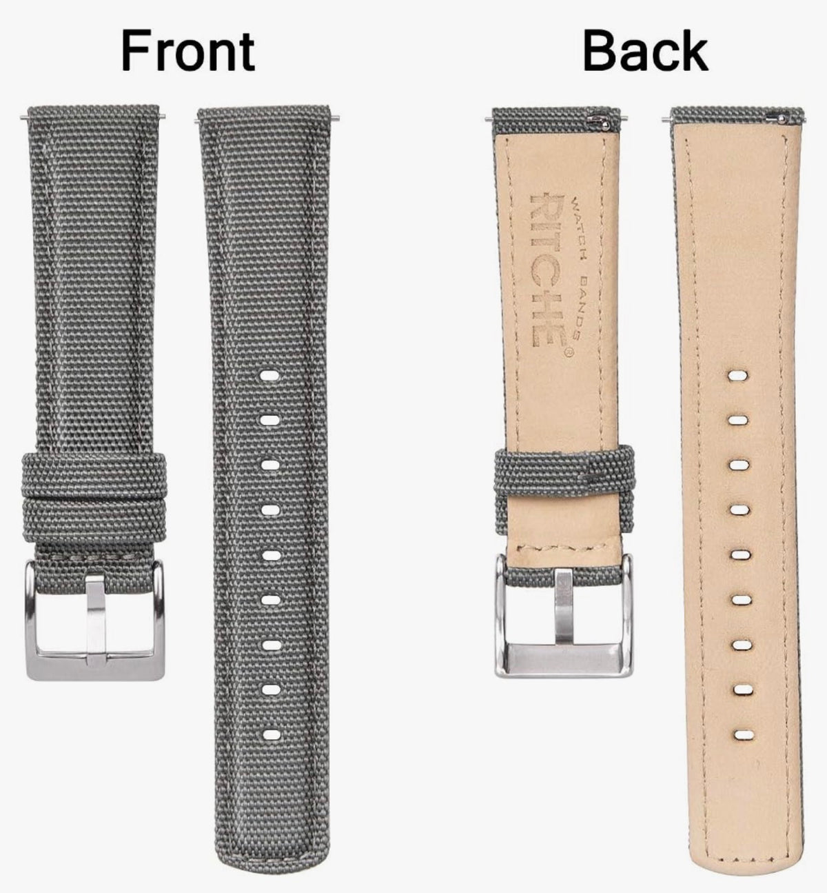 Ritche - Sailcloth Watch Band Quick Release Watch Strap Compatible with Samsung Galaxy Watch 6 Classic 43mm 47mm 40mm 44mmTimex / Seiko / Fossil / Citizen for Men Women, White Elephant Gifts, Stocking Stuffers for Men