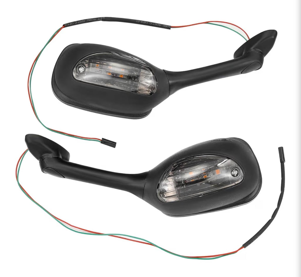 Motorcycle Mirrors Smoke Turn Signals for Suzuki GSXR600 GSXR750 GSXR 600 750 06-18 / GSXR1000 GSXR 1000 02-17 / SV650 SV650S 03-08 / SV1000 SV1000S 03-07 Rear View Side Integrated Light Black