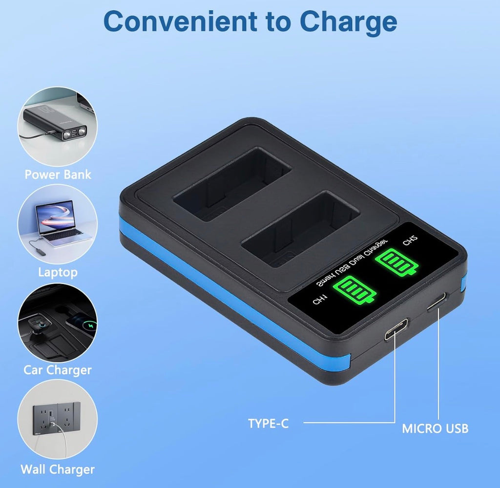 EN-EL20 EN-EL20a Battery and Charger Set for Nikon Coolpix P1000, P950, DL24-500, Coolpix A, 1 AW1, 1 J1, 1 J2, 1 J3, 1 S1, 1 V3 Camera
