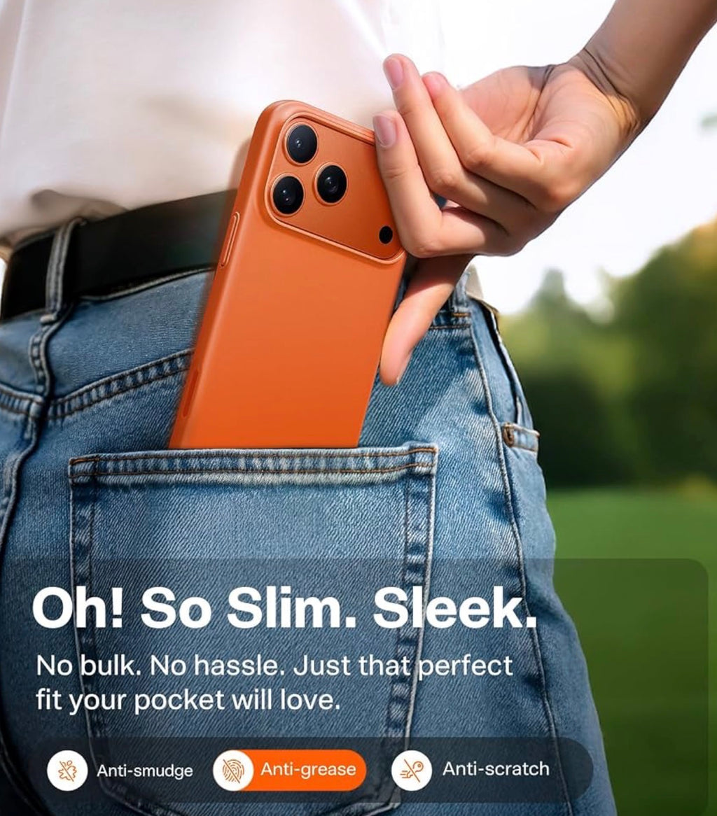 TORRAS Magnetic Slim Fit for iPhone 17 Pro Case Thin, Glossy Orange, Fit for MagSafe, Matte Hard Bayer PC Material, 6.3 in OriginFit, Anti-scratch, Ultra Slim Lightweight Protective Hard Cover