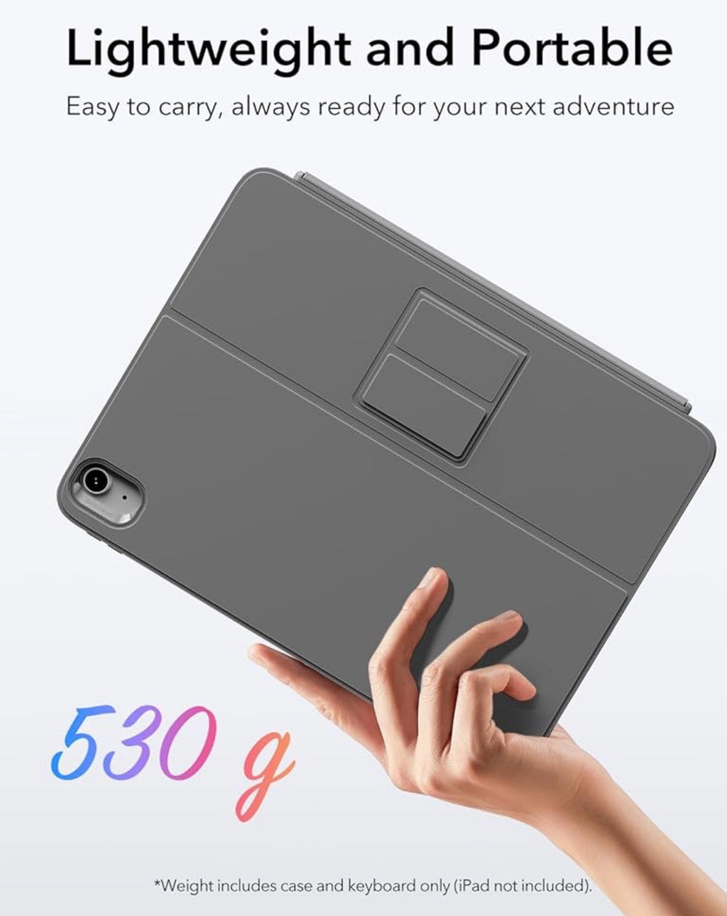 ESR for iPad Air 11 Inch Case with Keyboard M4/M3/M2, Ultra-Light For iPad Air 5th/4th Gen, Magnetic Detachable Keyboard Case, Stable Stand for Writing, Large Trackpad, Flex Series, Dark Gray