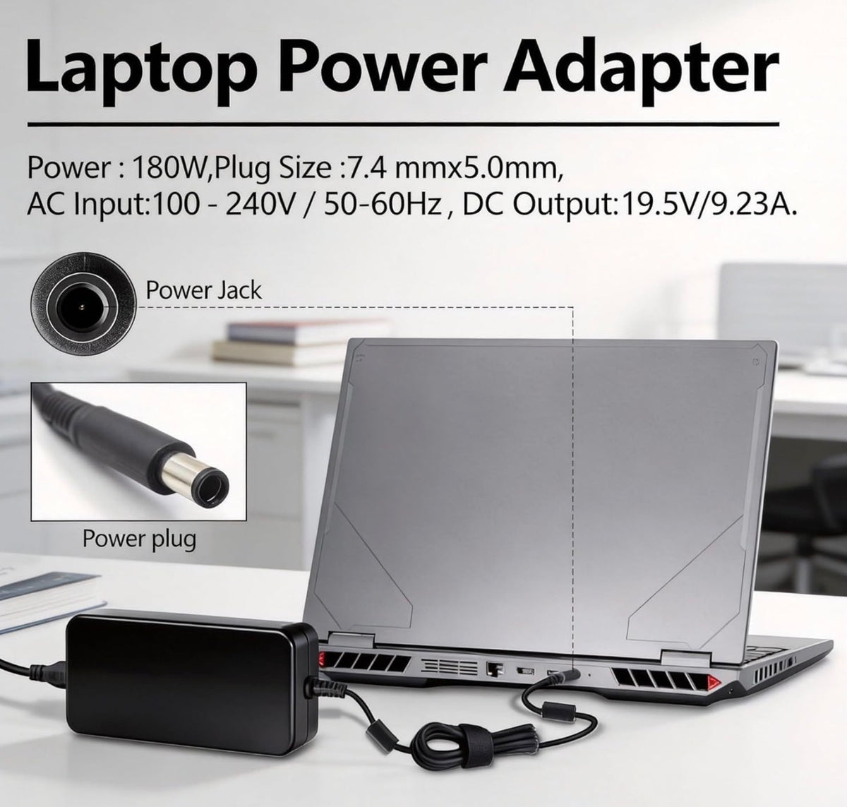 180W Power Adapter fit for Dell Docking Station wd19S wd15 d6000s, Replacement AC Charger Dell Precision 7780 7680 7670 7550 7520 Docking Station 19.5V 9.23A 7.4*5.0mm Tip
