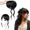 100% Human Hair Clip In Bangs, 360°Real Human Hair Toppers for Women Natural Fringe Extensions with Invisible Clips-Medium Brown