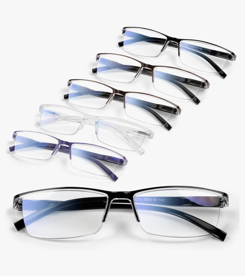 Gaoye Executive Style Reading Glasses Men - Durable Readers with Blue Light Filtering- Comfortable Fit with TR90 Frames - 6 Pack, 2.0x