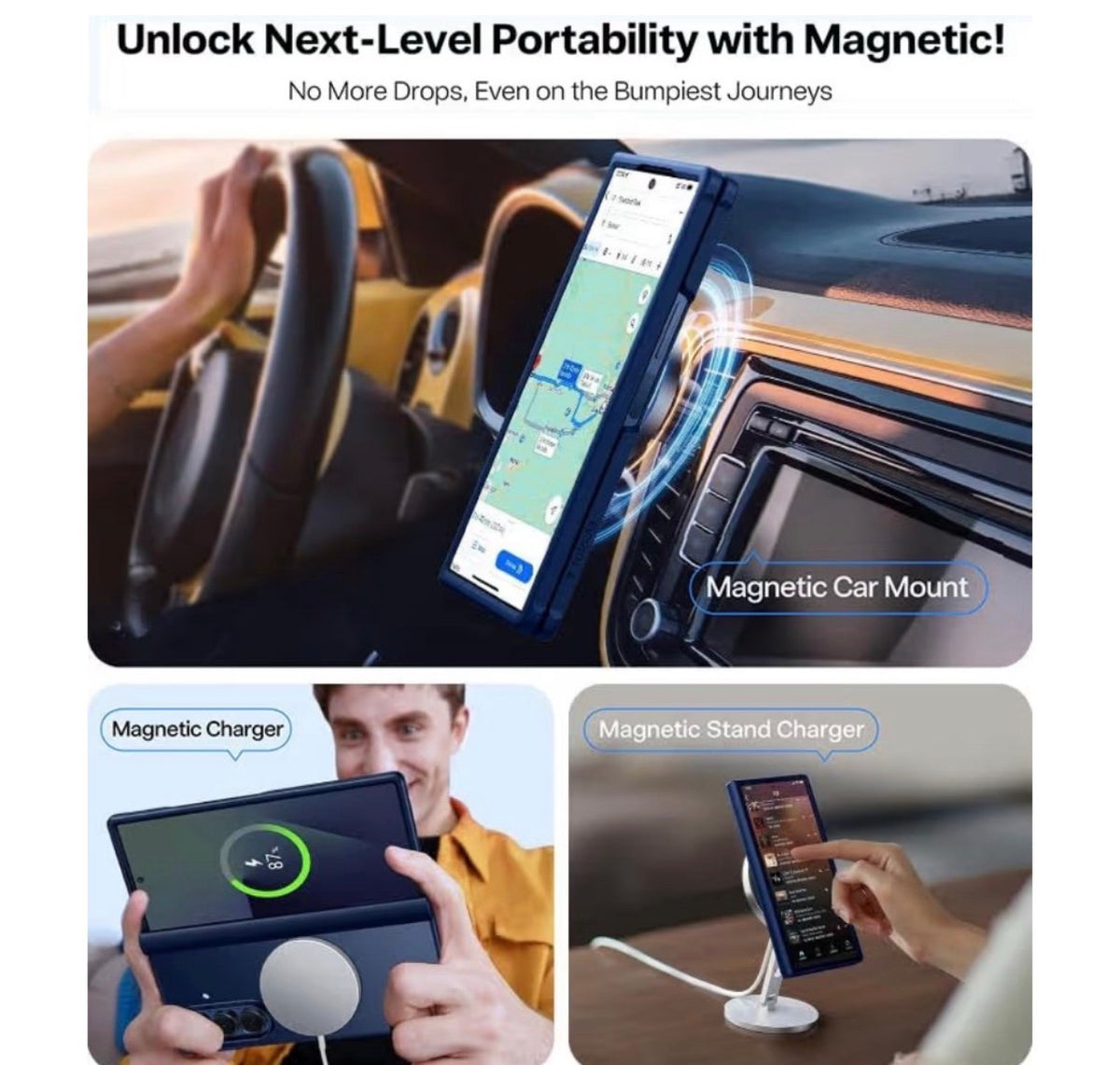 TORRAS - Magnetic Shockproof for Samsung Galaxy Z Fold 7 Case, Blue
2x Screen Protector Included, Fit for MagSafe, 4X Military Grade Hinge Protection, Translucent Slim, Silk-Smooth Matte Feel