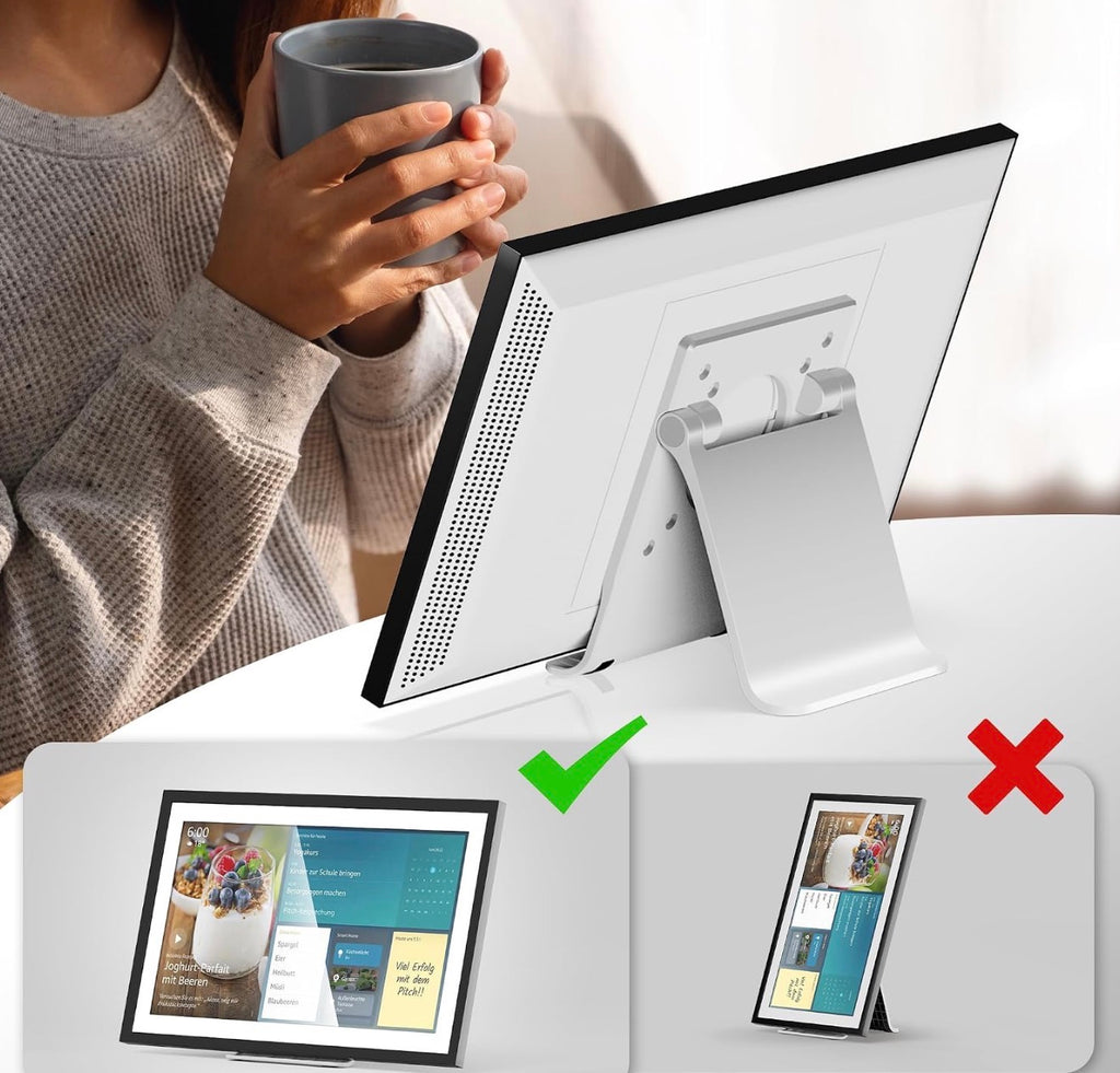 Desktop Stand Compatible for Echo Show 15, BX156 Monitor,etc - Secure Horizontal Mount with Anti-Tip Design | Portable for Kitchen Counter, Desk, Home Office & Living Room