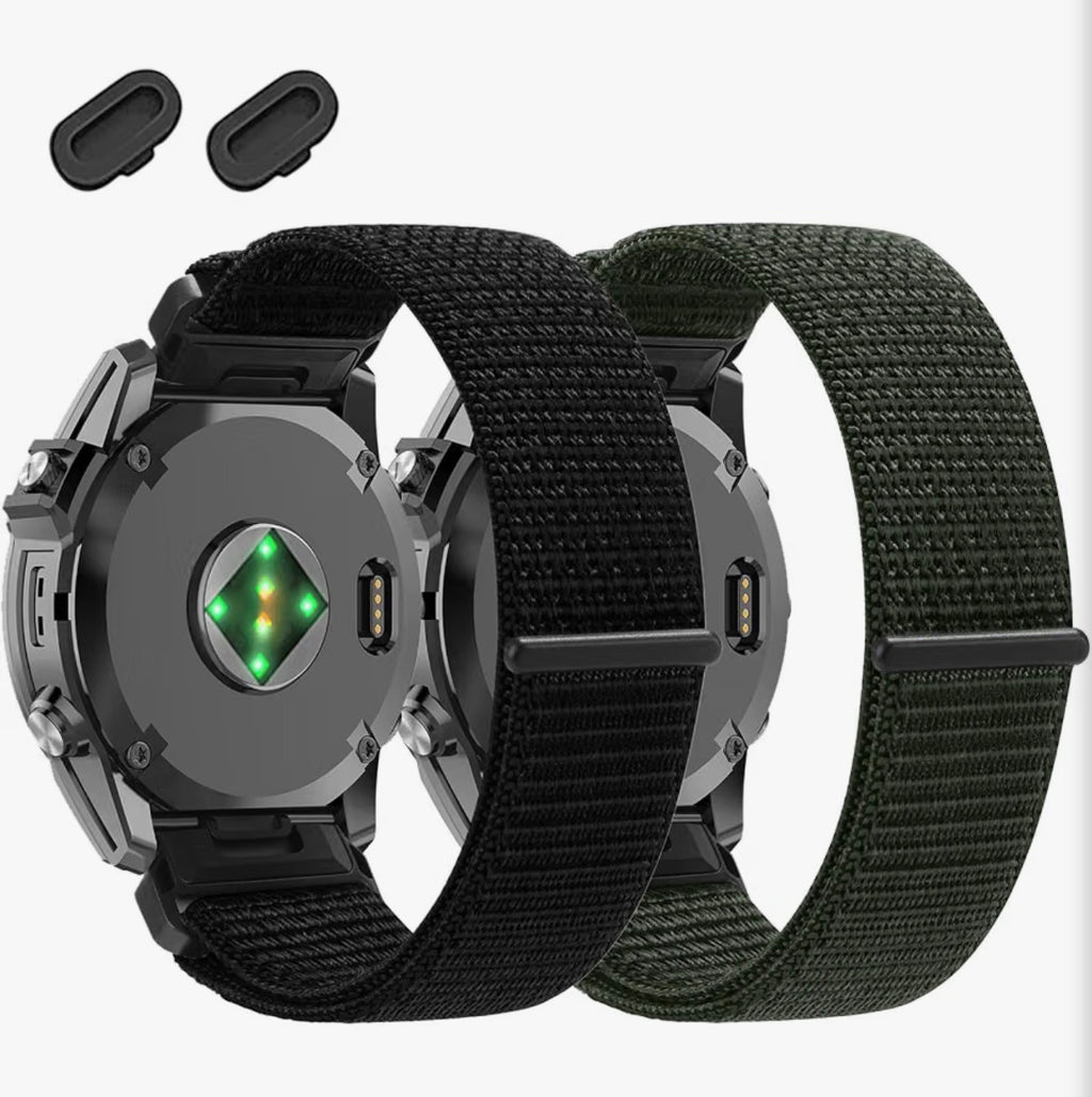 26mm Watchband Compatible with Garmin Fenix 8 pro/tactix 8 AMOLED-51mm/Fenix 7X/6X/5X/7X Pro/6X Pro/5X Plus/3 HR,Nylon Elastic Braided Strap For Descent Mk2i/3i/quatix 8 51mm/Enduro3, 2 Pack