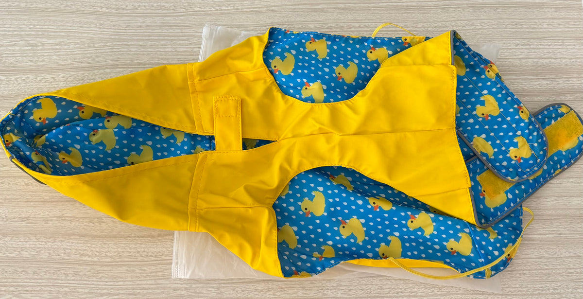 Dog Raincoat Waterproof Dog Rain Jacket - Size Small, Reversible Dog Rain Coat, Adjustable Dog Poncho with Leash Hole/Reflective Stripe Hooded Snowproof Dog Clothes for Small Dogs