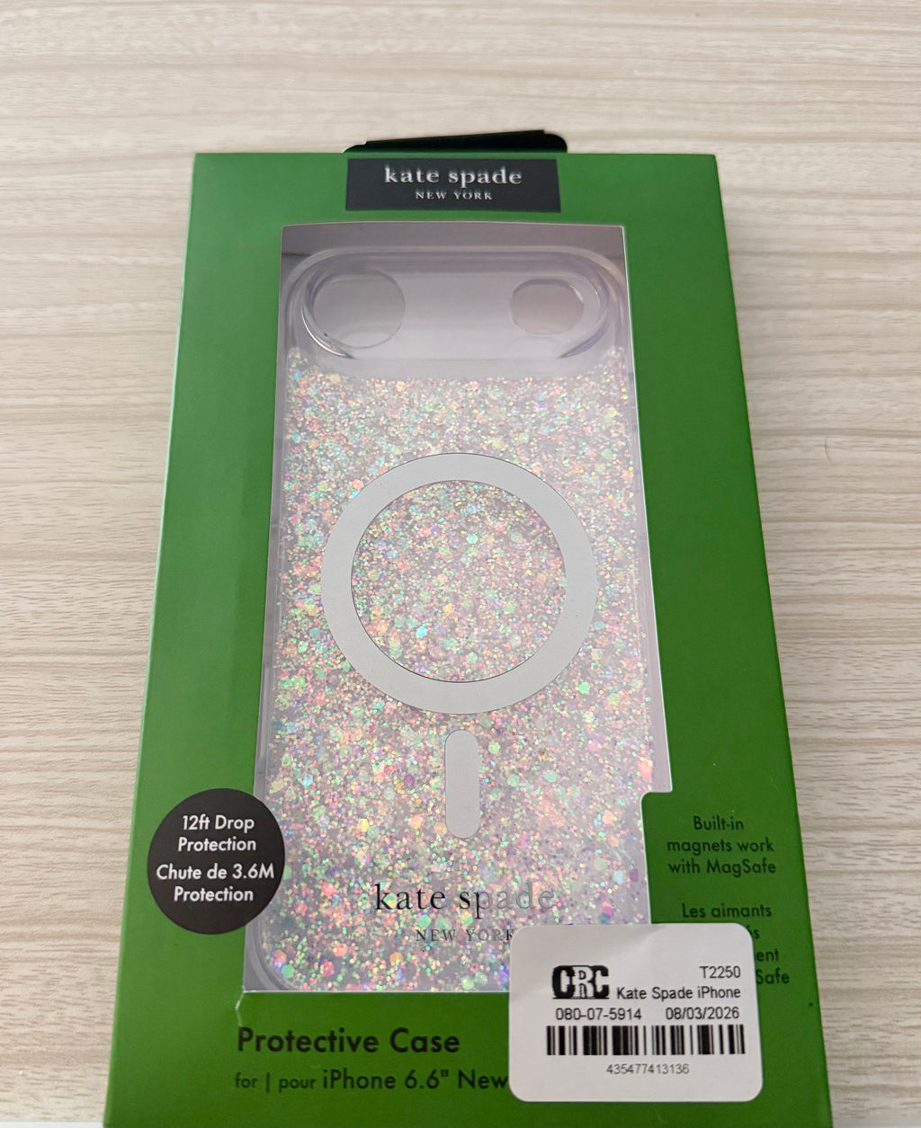 Kate Spade New York iPhone 17 Air Case - Compatible with MagSafe - Designer Phone Case - Chunky Iridescent Glitter