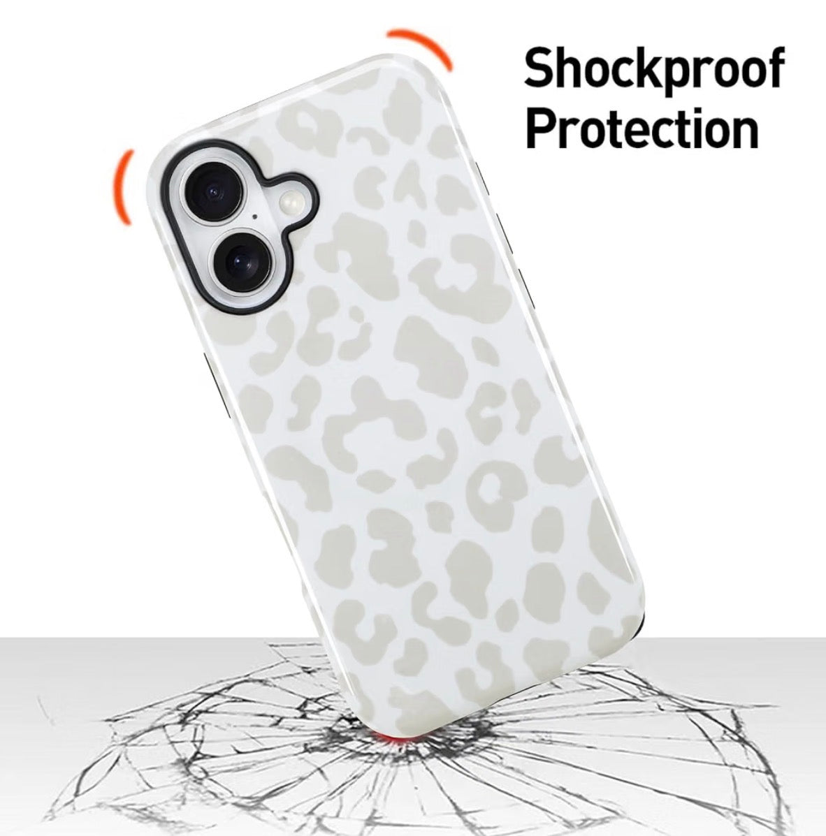Magnetic for iPhone 17 Case, White Leopard Cheetah Pattern [Compatible with Magsafe Charging] 2 in 1 Matte Shockproof Protection Hard Phone Cover for Women Men