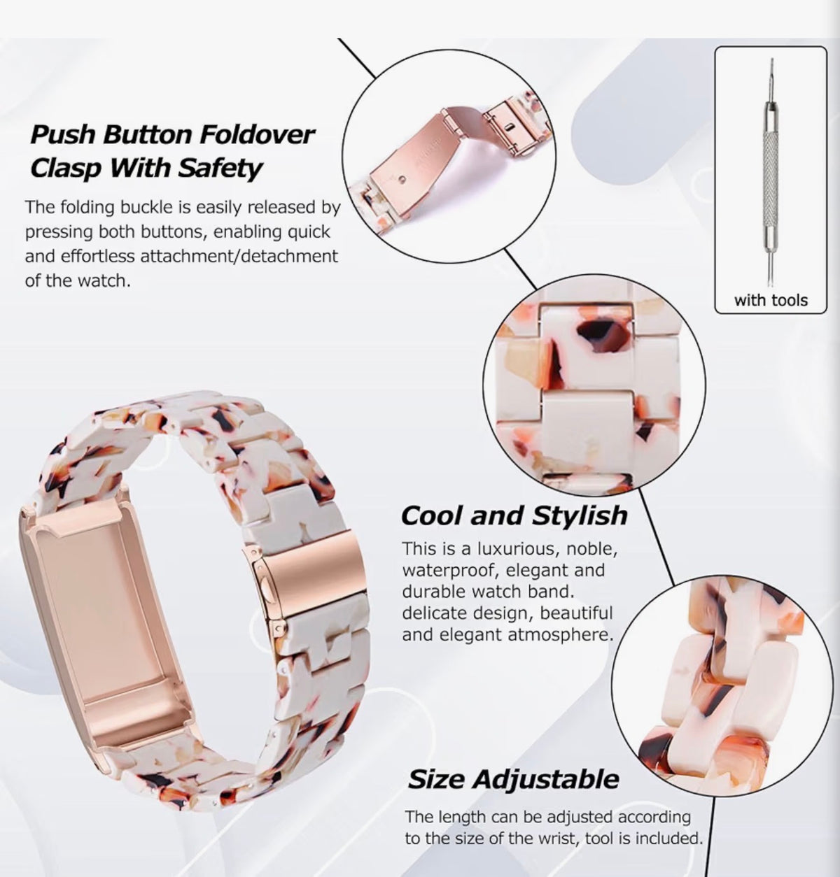 Resin Watch Band Compatible for Whoop 5.0 Life MG/ 5.0 Peak/ 5.0 One/Whoop 4.0, Ultra Light Resin Replacement Strap, Breathable Waterproof Wristband Size Adjustable Easy Installation
