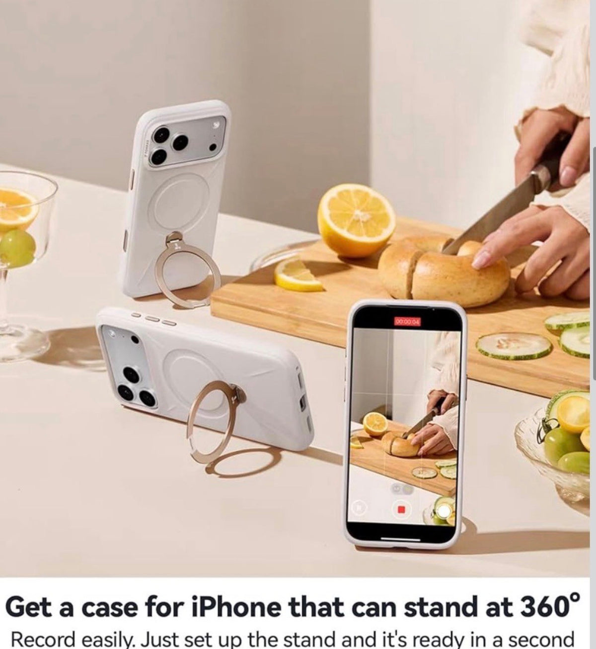 TORRAS - Q3 Silicone for iPhone 17 Pro Case with Magnetic 360 Stand
Compatible with MagSafe, Liquid Silicone Rubber Soft Phone Case for iPhone 17 Pro, Camera Control Cover, Light Ivory