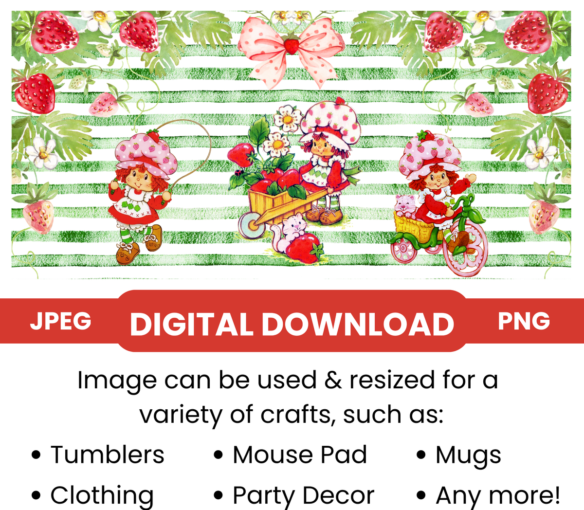 Strawberry Shortcake "Patch" Digital Download - PNG & JPEG Formats