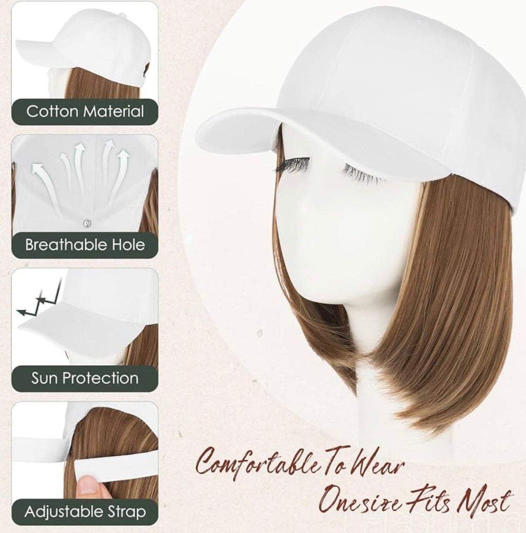 Wig Hat For Women Baseball Cap With Hair Extensions Synthetic Fake Hair 6" 150g #10P22T