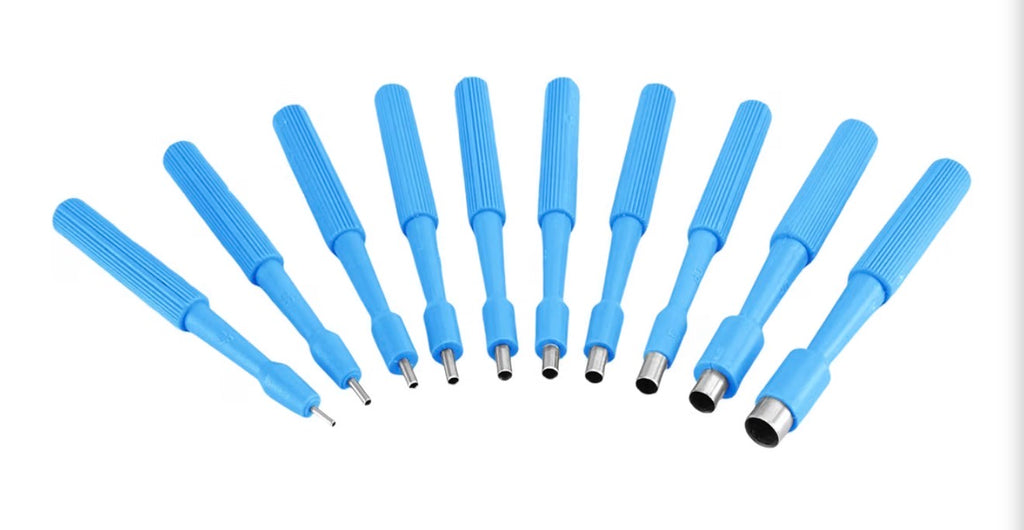 Disposable Biopsy Punch Curettes - Box of 10 - Sterile Biopsy Dermal Punch Curette for Piercing with Protective Handle (2 mm)