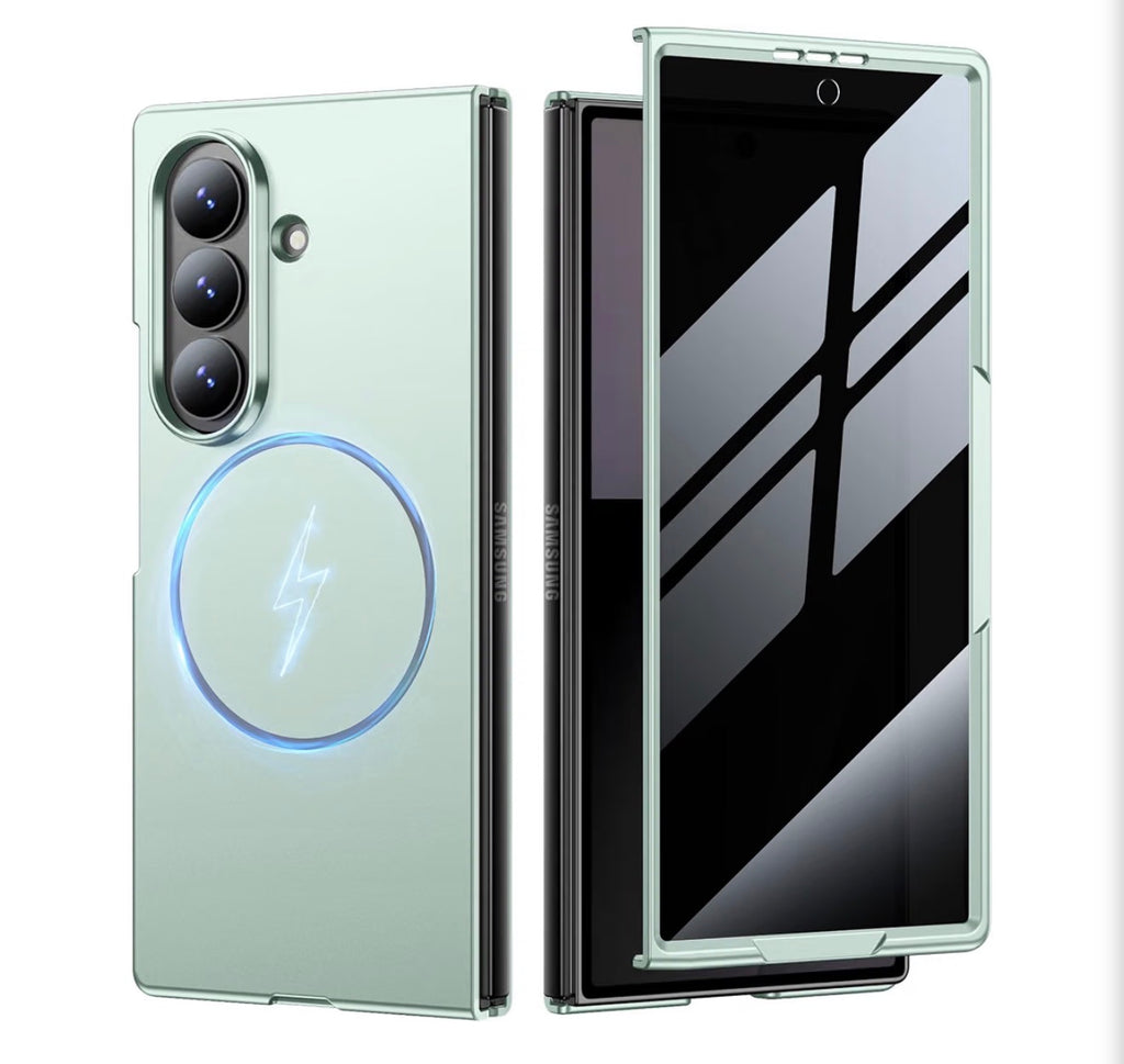 Magnetic for Samsung Galaxy Z Fold 7 Case [Compatible with MagSafe][Built-in Privacy Screen Protector] Slim Hard PC Thin Shockproof Protective Phone Cases for Samsung Galaxy Z Fold 7, Mint