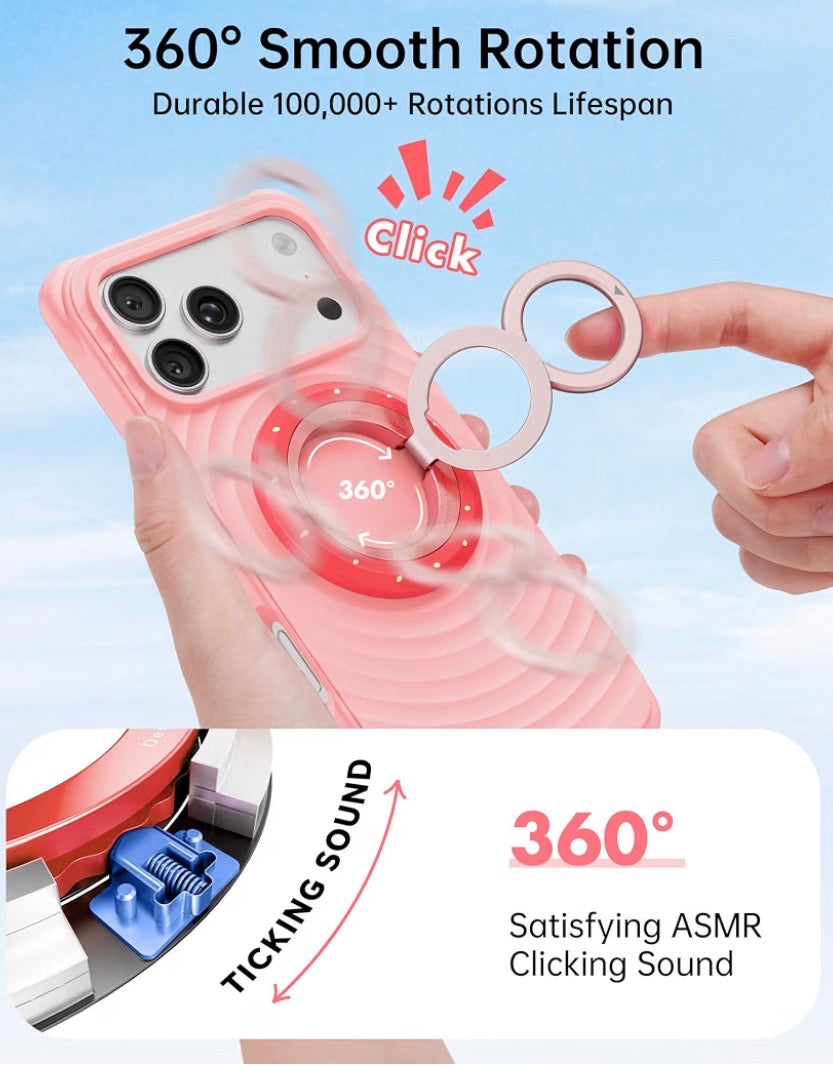 Magnetic Phone Ring Holder, for MagSafe Phone Grip Stand Kickstand, 360° Rotation, Double-Sided Magnet, Phone Grip Finger Holder, for iPhone or Samsung, MagSafe Accessories, Berry Pop