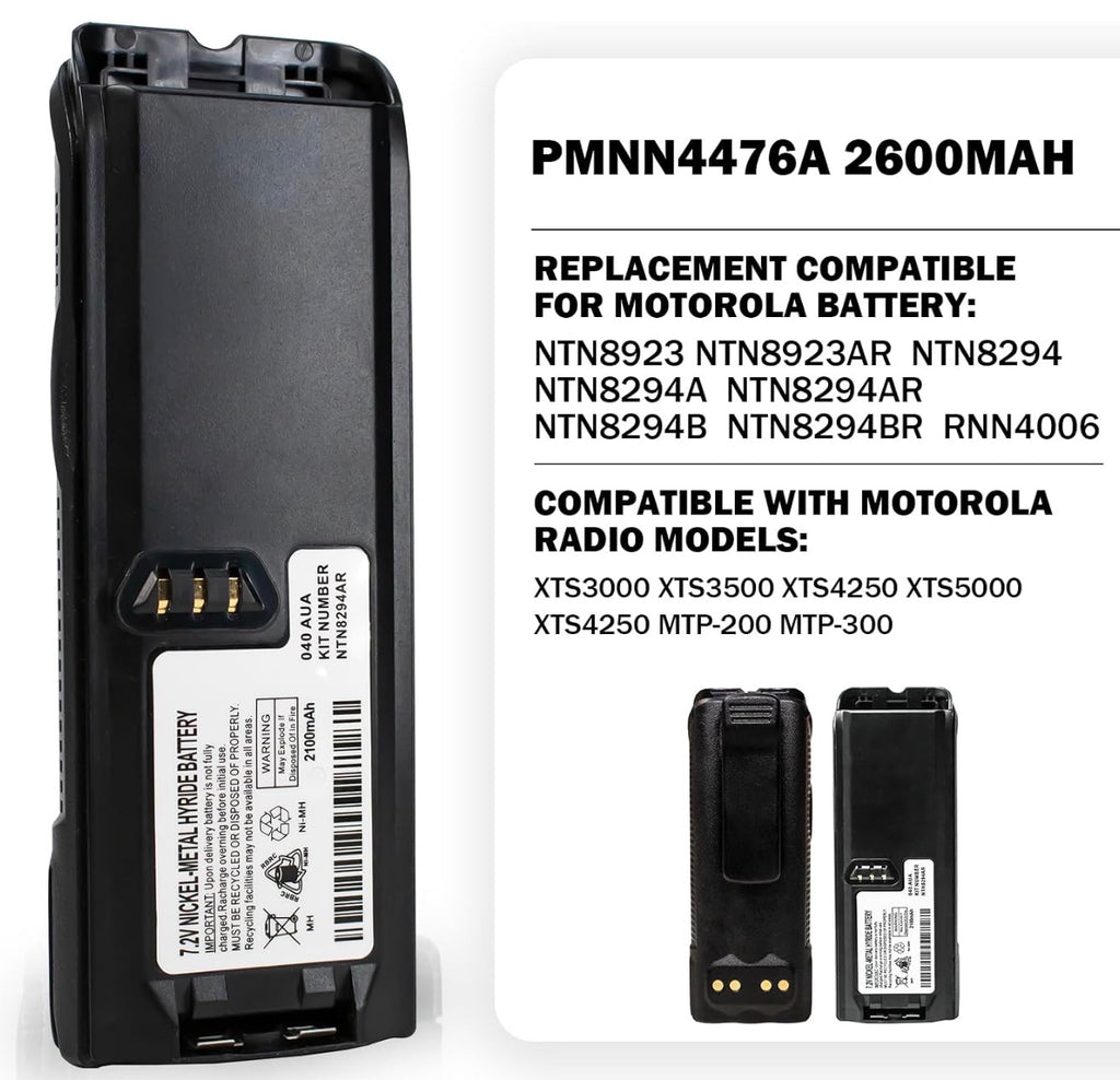 NTN8923AR NTN8294AR NTN8294 2100mAh Ni-MH 7.2V Battery, Compatible with Motorola XTS3000 XTS3500 XTS4250 XTS5000 XTS4250 RNN4006 MTP-200 MTP-300 with Belt Clip