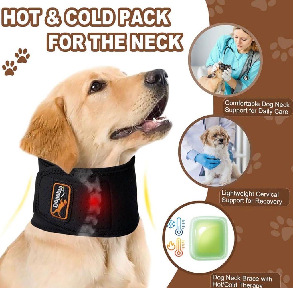 Dog Neck Brace with Hot/Cold Compress,
Cervical Spine Support Collar for Dogs with IVDD, Neck Pain, Injury & Post-Surgery Recovery - Size Large