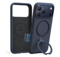 TORRAS Q3 Silicone for iPhone 17 Pro Max Case Magnetic Stand Deep Blue w/Tan Interior, Fit for MagSafe, Liquid Silicone Soft Cozy Grip, 360 Spin Magnetic Stand, Camera Control, Shockproof Protection, Anti-Scratch