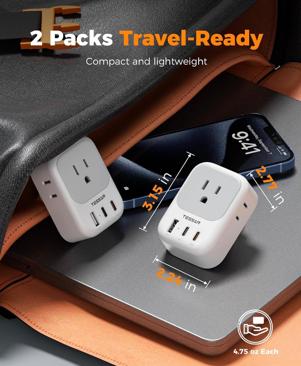 South Africa Type M Plug Adapter, 2 Pack
4 Outlets, 3 USB (2 USB-C), For US to Namibia Botswana Nepal Mozambique Sri Lanka Eswatini Lesotho