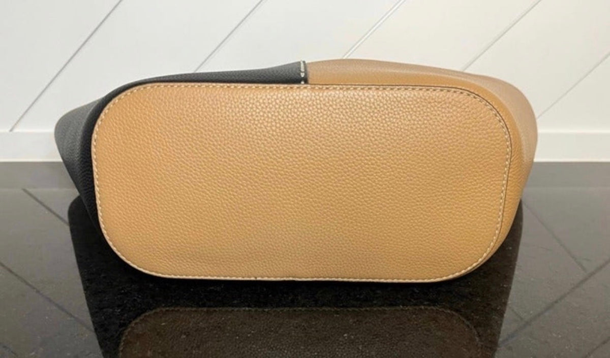 Tory Burch - McGraw Color Block Large Tote - Black and Tiramisu