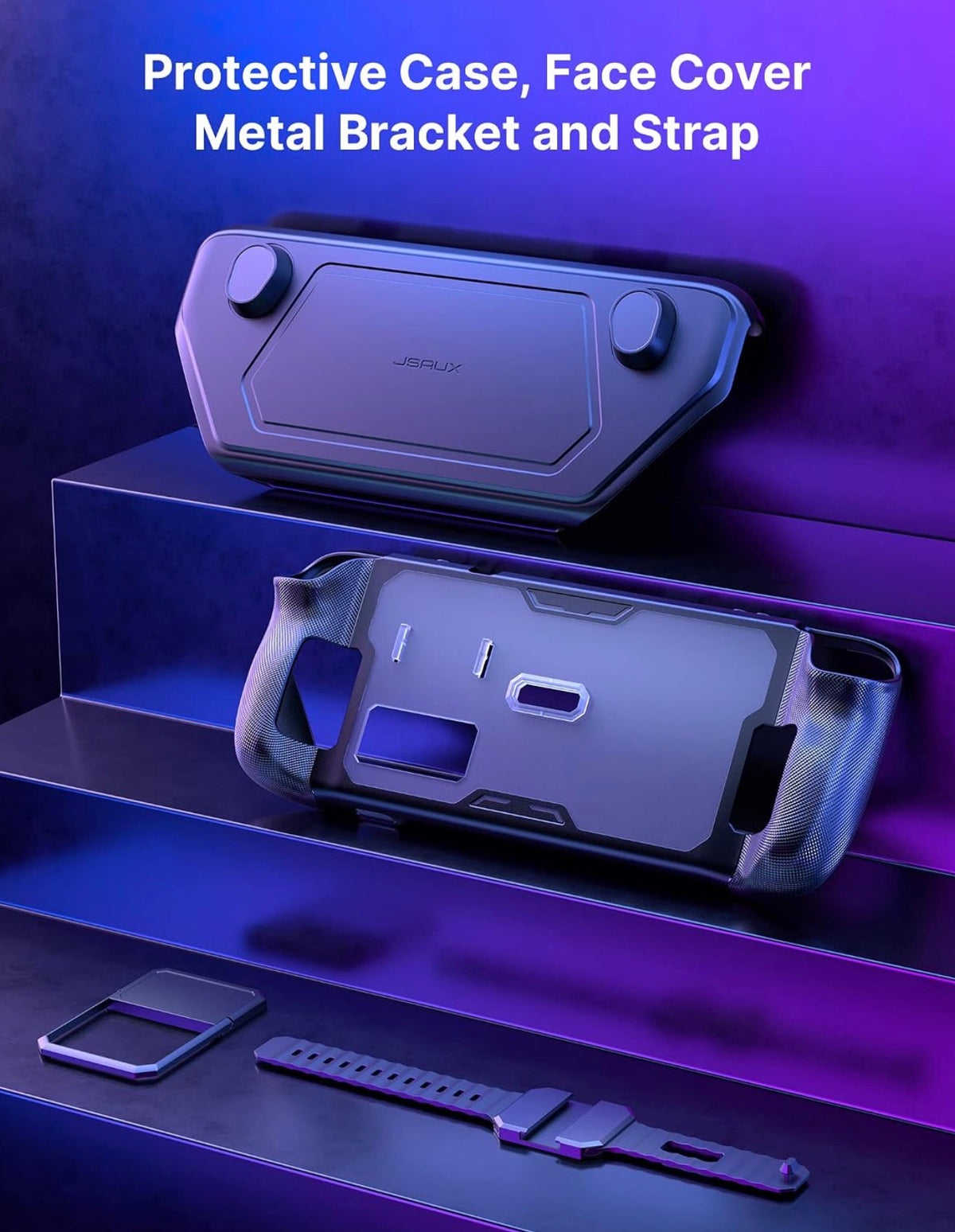 ModCase Compatible with Steam Deck, Steam Deck Case Comprehensive Protection Include Detachable Front Shell, Body Protective Shell, Metal Bracket and Strap - Basic Set
with Detachable Front Cover, Modular Metal Stand & Silicone Strap, Shockproof Armor She