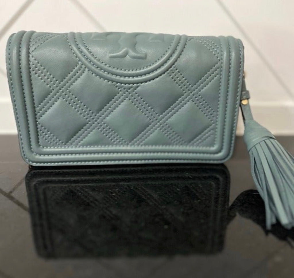 Tory Burch - Fleming Soft Wallet Crossbody - Arctic (Medium Blue Green)